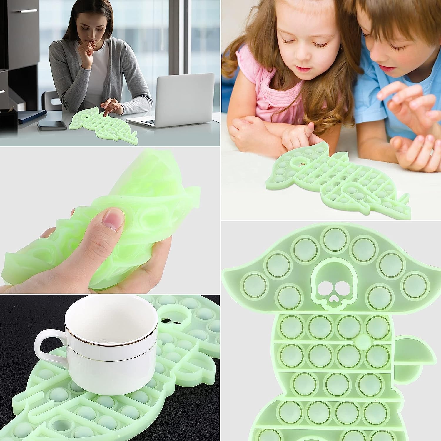 Figoal Stress Relief Bubble Sensory Toy, Glow in the Dark Fidget Toys Anxiety Stress Reliever, Light up Autism Special Needs Squeeze Sensory Toy for Home School