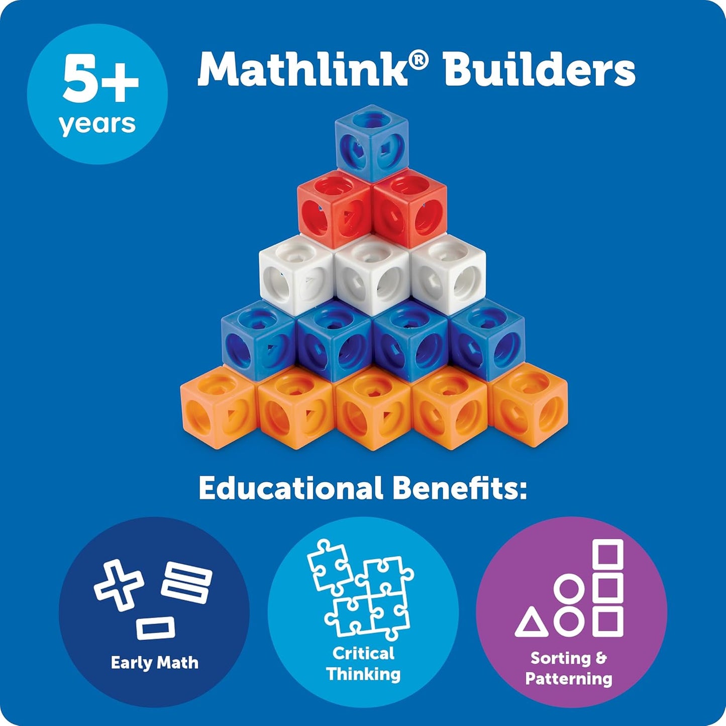 STEM Explorers Mathlink Builders - 100 Pieces, Ages 5+ Kindergarten STEM Activities, Math Activity Set and Games for Kids, Mathlink Cubes Activity Set