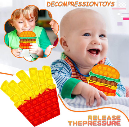 Fidget Toys Pop , Bubble Popping Sensory Fidget Toy for Adults and Children, Push Pop on It Stress Toy for Autism, Sensory Popper Educational Game Toy for Kids（Hamburger & Fries Shapes ）