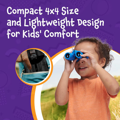 Think Peak Blue Binoculars Science Toy for Kids Ages 3-12 Years - Real Compact Outdoor Adventure & STEM Educational Nature Hiking Explorer for Bird Watching, Camping Children’S Birthday Gift