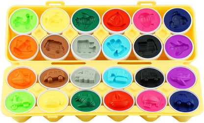 12 PCS Vehicle Car Egg Matching Toy with Holder – STEM Easter Eggs, Educational Shape & Color Puzzle, Plastic Easter Eggs, Easter Basket Stuffers, Easter Gifts for Kids & Toddlers