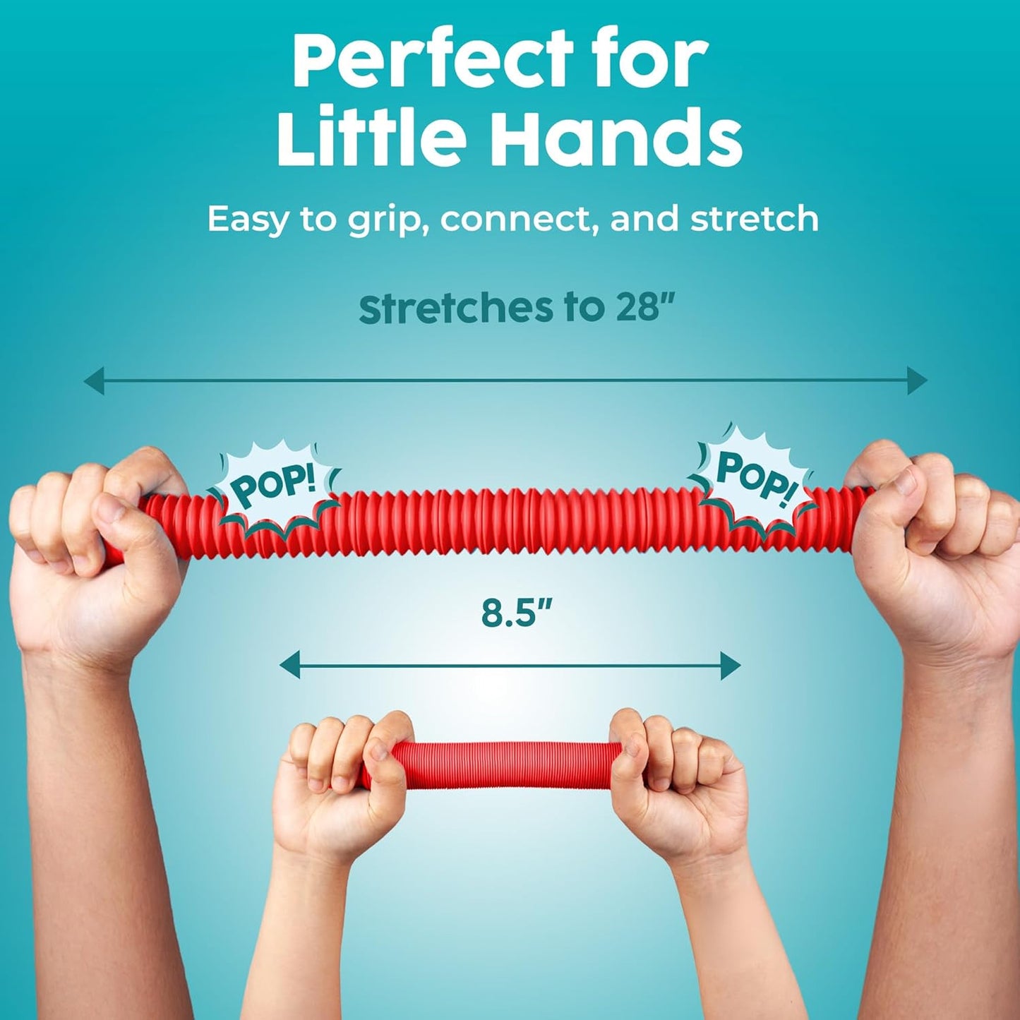 Pop Tubes - Sensory Toys - Fidget Toys - Imaginative Play & Stimulating Creative Learning - Hours of Fun for Kids - Tons of Ways to Play - Non-Mouthable Toy 3+ - 8 Pack Large