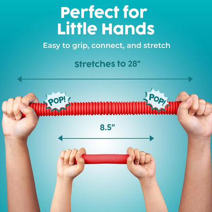 Pop Tubes - Sensory Toys - Fidget Toys - Imaginative Play & Stimulating Creative Learning - Hours of Fun for Kids - Tons of Ways to Play - Non-Mouthable Toy 3+ - 8 Pack Large