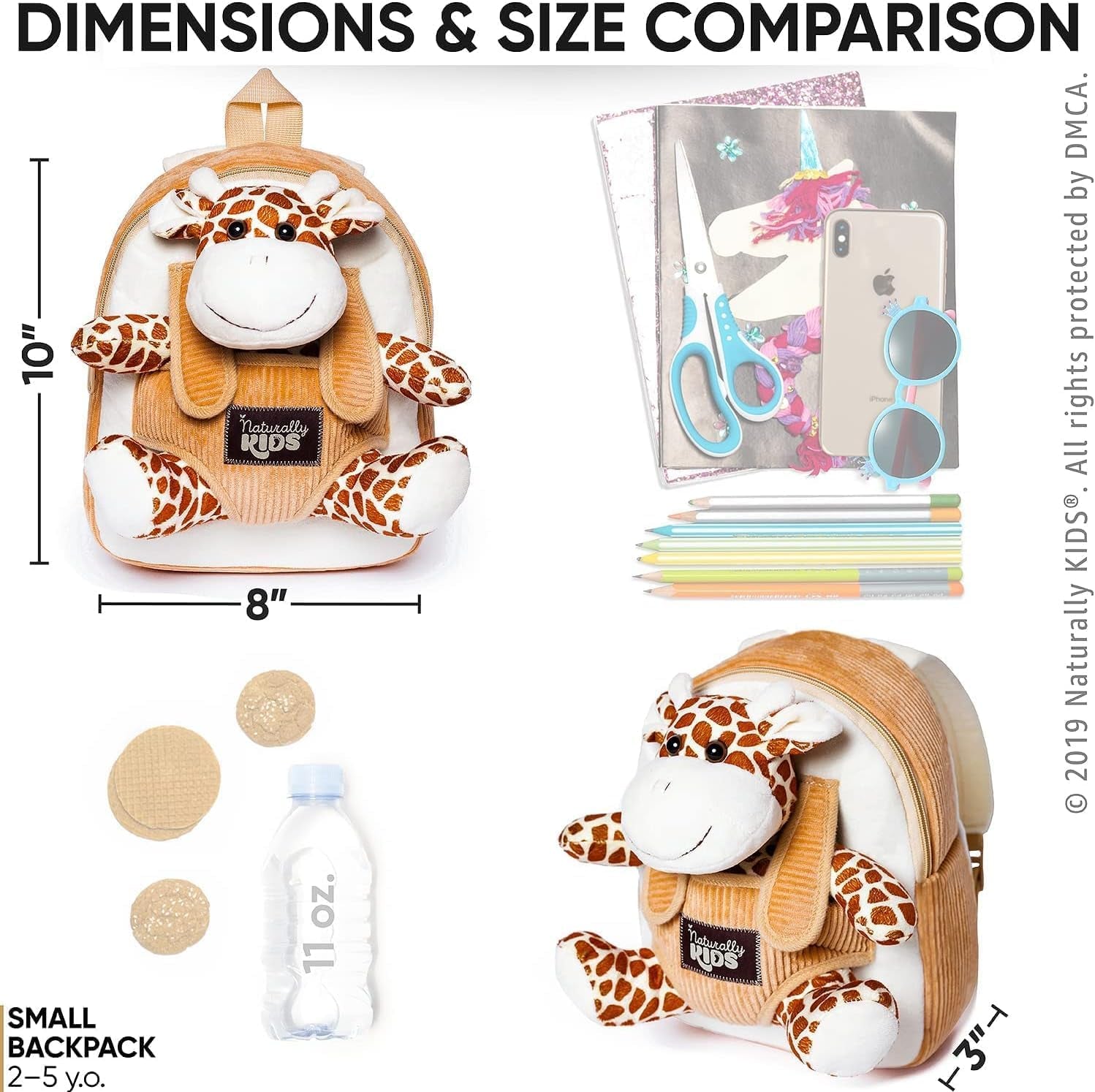 Giraffe Backpack, Giraffe Toys for Kids 3-5, Toddler Stuffed Animal Gifts for 2 3 4 5 Year Old Girl Boy