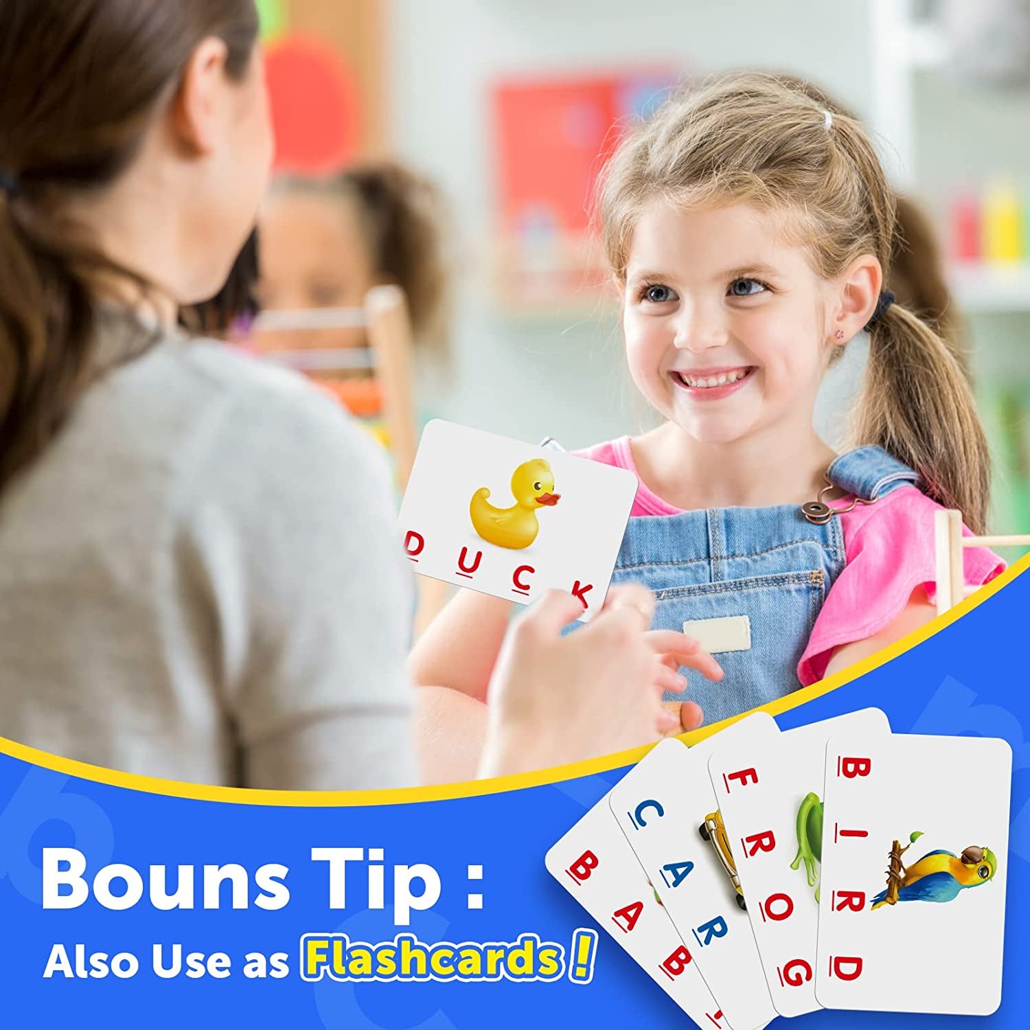 Educational Toys for 3 4 5 Year Old for Toddlers 2-4 Year Matching Letter Games for 3-5 Montessori Toys for Kids Toy for Ages 2-4 4-6 (Blue/Yellow)