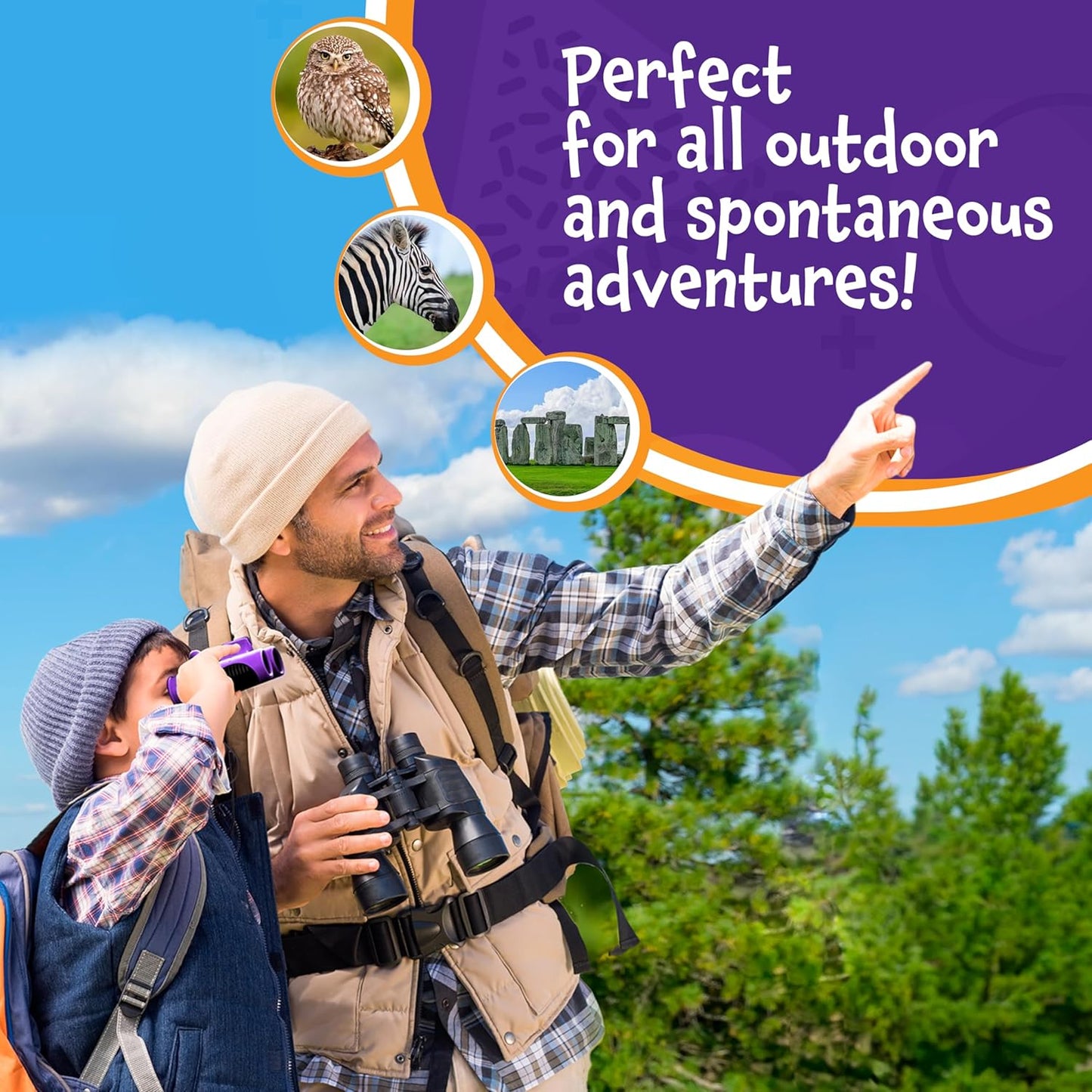 Think Peak Blue Binoculars Science Toy for Kids Ages 3-12 Years - Real Compact Outdoor Adventure & STEM Educational Nature Hiking Explorer for Bird Watching, Camping Children’S Birthday Gift