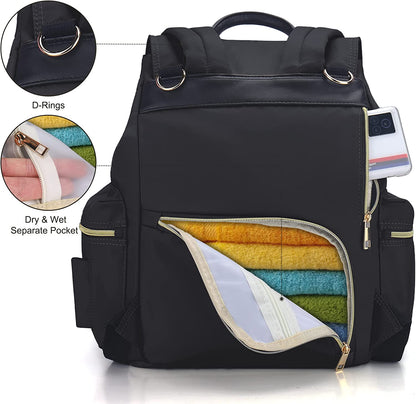 Diaper Bag Backpack: Multifunctional Stylish Travel Baby Bag with Crossbody Strap