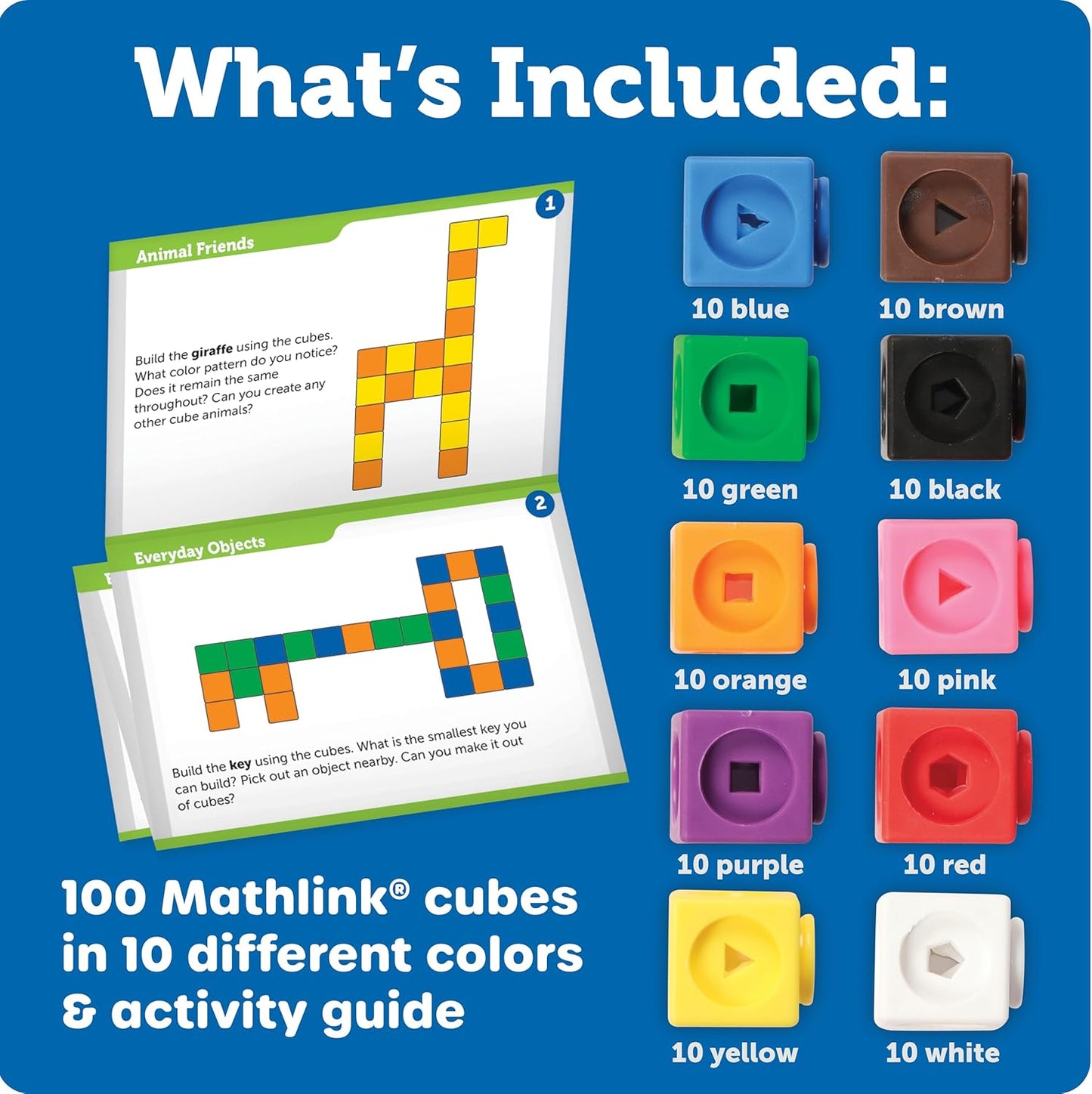 STEM Explorers Mathlink Builders - 100 Pieces, Ages 5+ Kindergarten STEM Activities, Math Activity Set and Games for Kids, Mathlink Cubes Activity Set