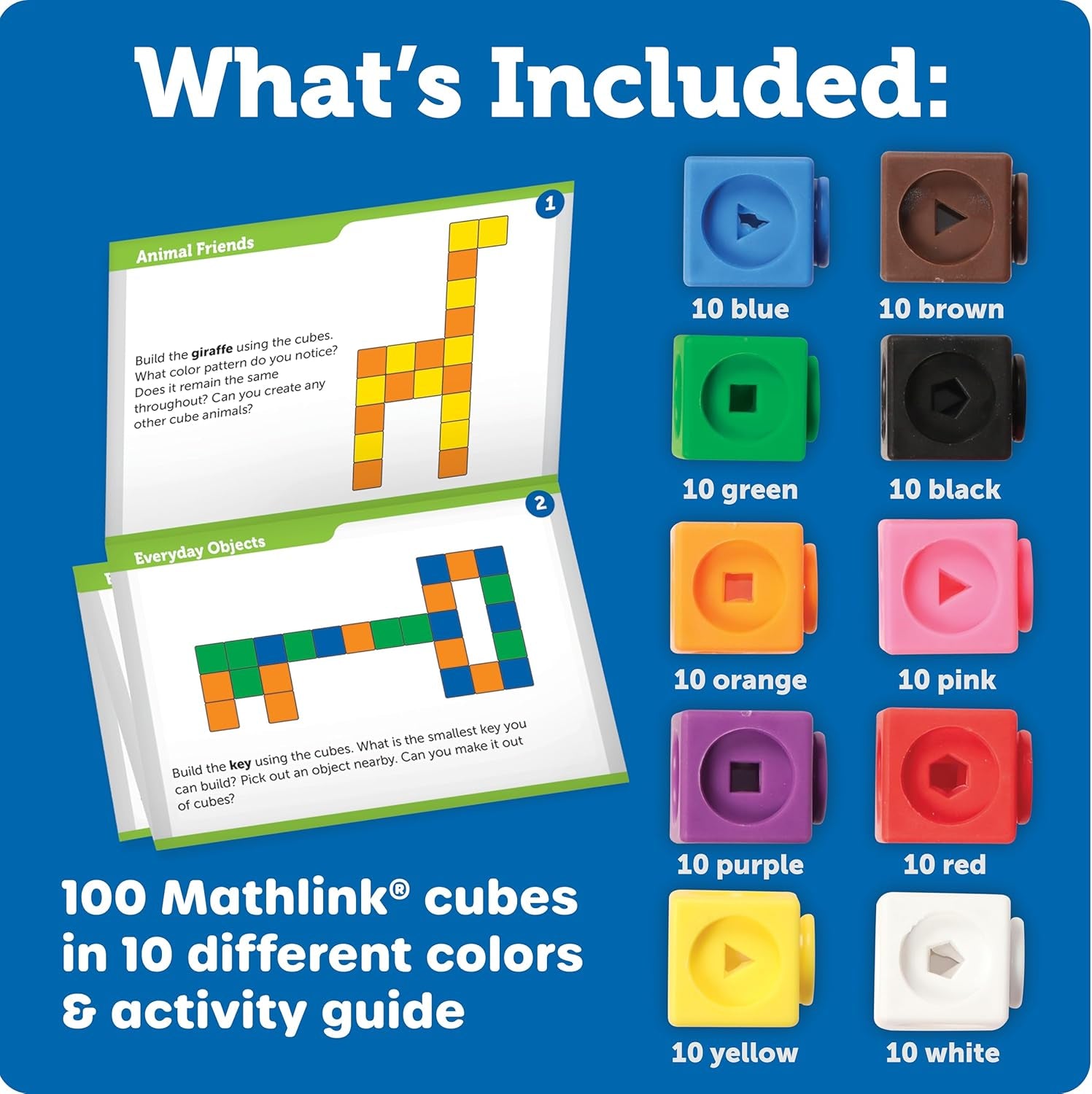 STEM Explorers Mathlink Builders - 100 Pieces, Ages 5+ Kindergarten STEM Activities, Math Activity Set and Games for Kids, Mathlink Cubes Activity Set