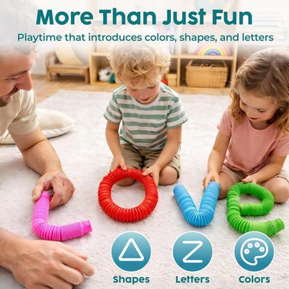 Pop Tubes - Sensory Toys - Fidget Toys - Imaginative Play & Stimulating Creative Learning - Hours of Fun for Kids - Tons of Ways to Play - Non-Mouthable Toy 3+ - 8 Pack Large