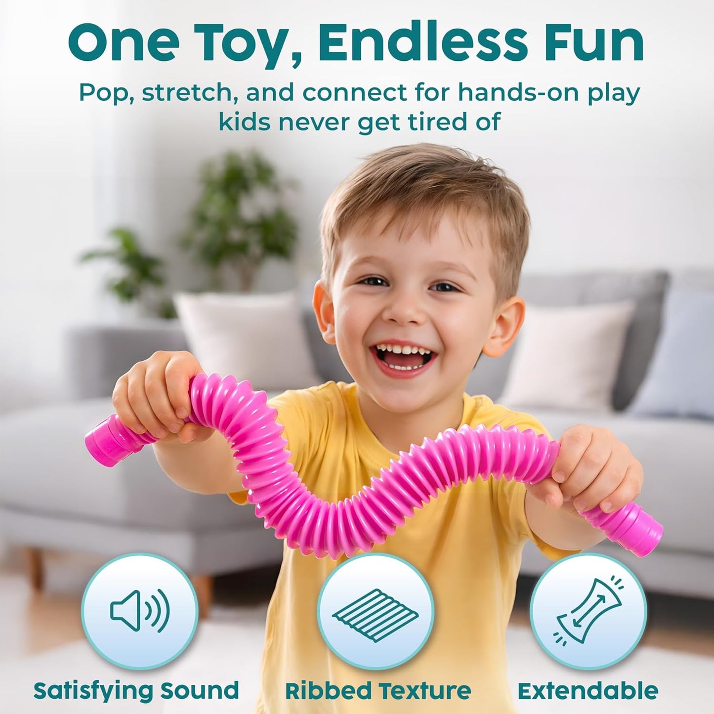 Pop Tubes - Sensory Toys - Fidget Toys - Imaginative Play & Stimulating Creative Learning - Hours of Fun for Kids - Tons of Ways to Play - Non-Mouthable Toy 3+ - 8 Pack Large