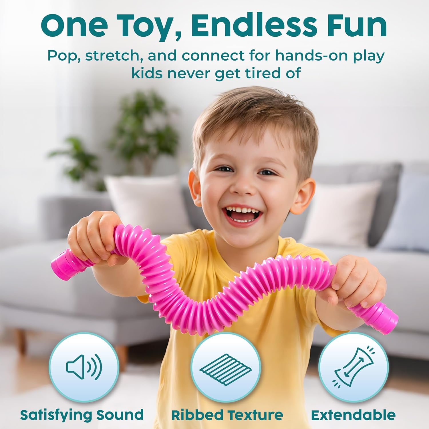 Pop Tubes - Sensory Toys - Fidget Toys - Imaginative Play & Stimulating Creative Learning - Hours of Fun for Kids - Tons of Ways to Play - Non-Mouthable Toy 3+ - 8 Pack Large