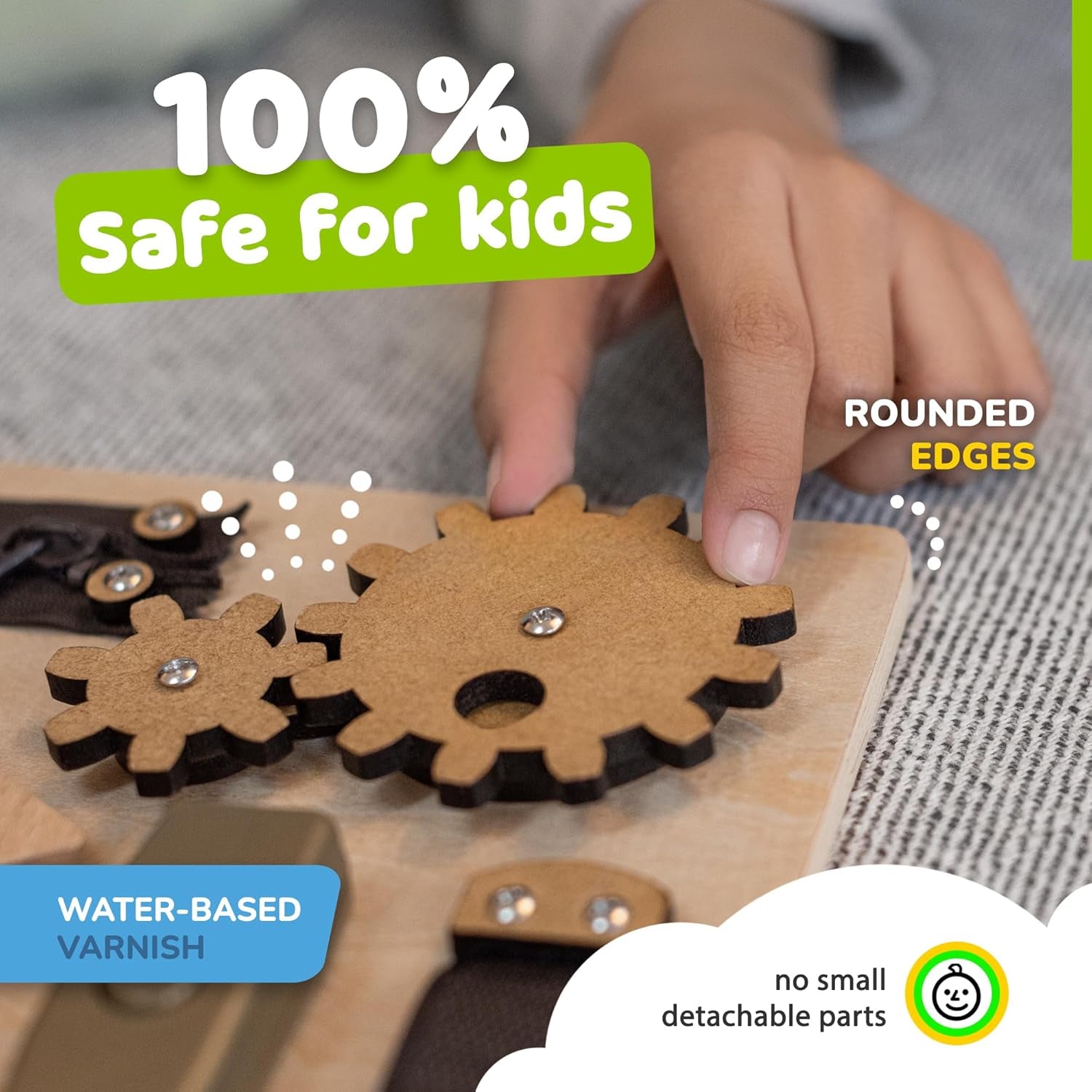 Sensory Busy Board for Toddlers, Premium Wooden Toddler Busy Board for 1 2 3 Year Old with 10 Educational Activities for Fine Motor Skills, Fidget Activity Toy for Travel