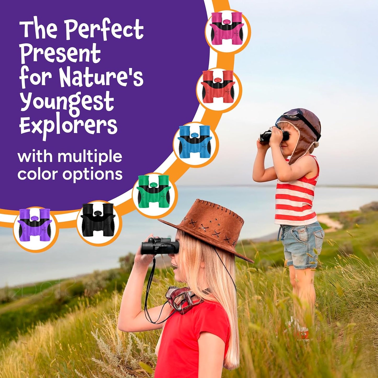 Think Peak Blue Binoculars Science Toy for Kids Ages 3-12 Years - Real Compact Outdoor Adventure & STEM Educational Nature Hiking Explorer for Bird Watching, Camping Children’S Birthday Gift