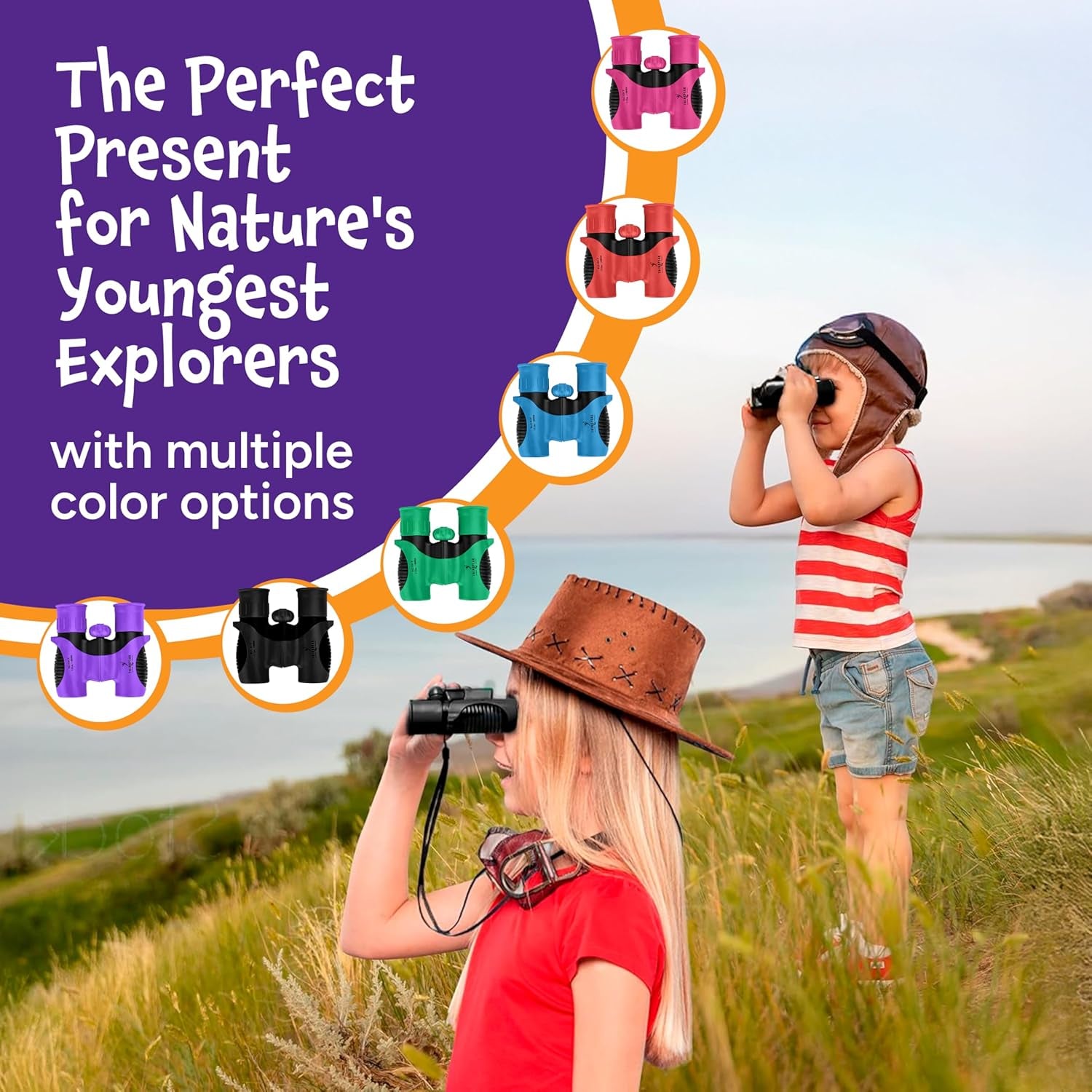 Think Peak Blue Binoculars Science Toy for Kids Ages 3-12 Years - Real Compact Outdoor Adventure & STEM Educational Nature Hiking Explorer for Bird Watching, Camping Children’S Birthday Gift