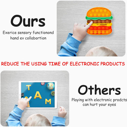 Fidget Toys Pop , Bubble Popping Sensory Fidget Toy for Adults and Children, Push Pop on It Stress Toy for Autism, Sensory Popper Educational Game Toy for Kids（Hamburger & Fries Shapes ）