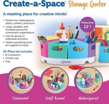 Create-A-Space Storage Center - Desk Organizer for Kids, Homeschool, Caddy, Back to School, Classroom Must Haves