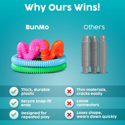 Pop Tubes - Sensory Toys - Fidget Toys - Imaginative Play & Stimulating Creative Learning - Hours of Fun for Kids - Tons of Ways to Play - Non-Mouthable Toy 3+ - 8 Pack Large