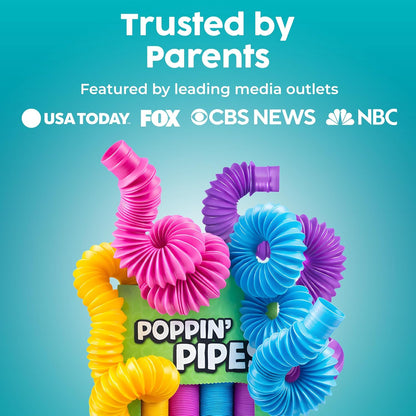 Pop Tubes - Sensory Toys - Fidget Toys - Imaginative Play & Stimulating Creative Learning - Hours of Fun for Kids - Tons of Ways to Play - Non-Mouthable Toy 3+ - 8 Pack Large